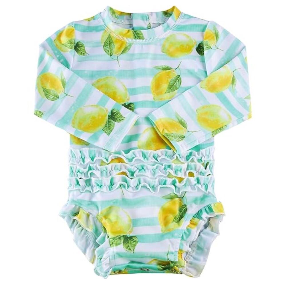 Uideazone Lemon Print Rash Guard Swimsuit - Size 100